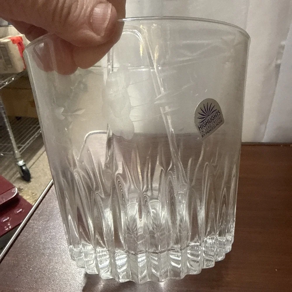 Vintage Princess House #863 Heritage Etched Ice Bucket W/Tongs lead crystal